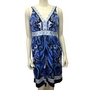 ECI NEW‎ YORK V NECK SLEEVELESS SATIN DRESS SZ 6